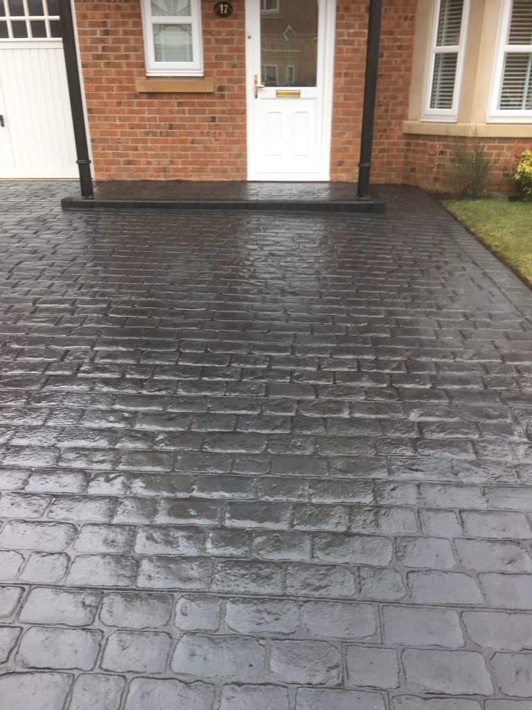 Cobblestone driveway.