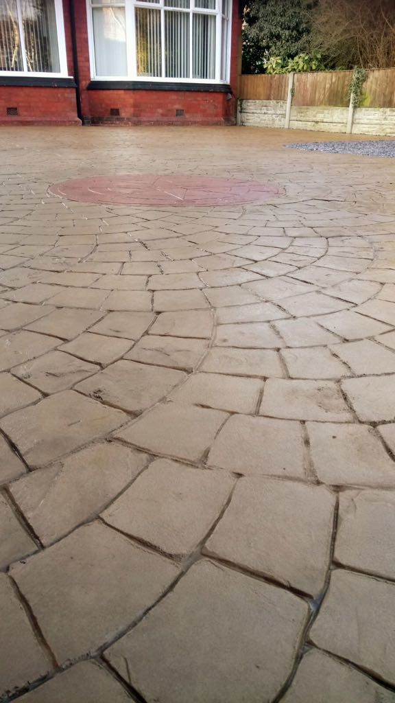 Driveway with printed compass,