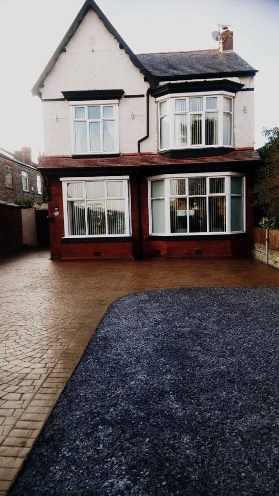 Driveway with printed compass-